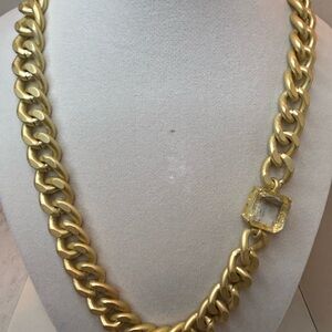 Plunder Matte Gold Chain Necklace 20 inches w/ Crystal Accent 2 inch extender